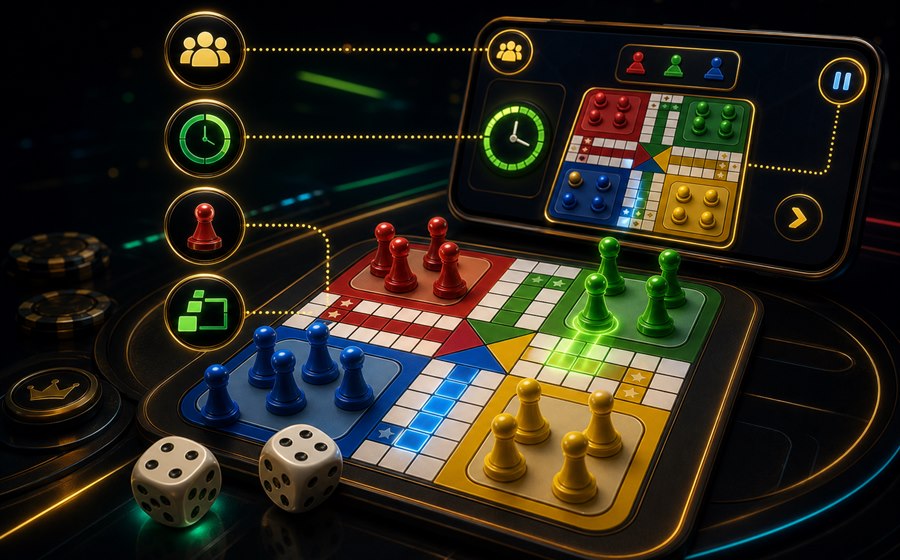 Mobile Ludo screen signals and room labels